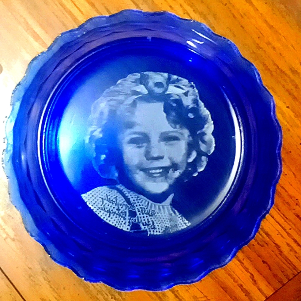1930's Shirley Temple blue glass bowl